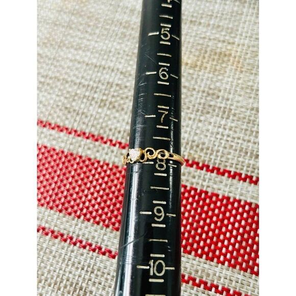 10k Gold White Cz Heart Ring - Picture 6 of 6